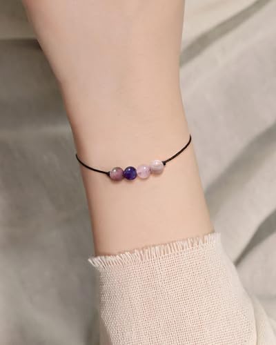 yfstyle Crystal Healing Stones Bracelets for Women & Men - Amethyst Anxiety Protection Bracelets - Natural Gemstones Jewelry Gifts - color: Self Love2