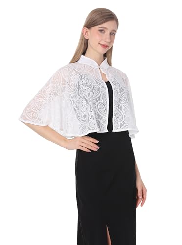 Baoqiya Capelets for women Chiffon Cape Soft Shawls and Wraps Wedding Capes 1920s flapper Cover Up - color: Ivory2