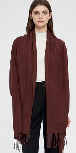 Pashmina Shawls and Wraps Scarfs for Women Wedding Party Winter Warm Long Solid Color - color: Brown