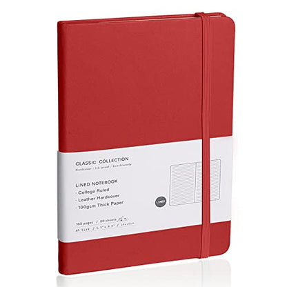Lined Journal Notebook – Hardcover Notebook for Men & Women – Journals for Writing, Work, School, Home & Daily Notes, 160 Pages – Medium A5, 5.7"x8", 100 gsm Thick Paper (Red) - color: Red