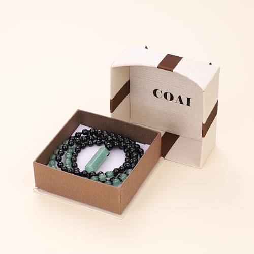 COAI Handmade 108 Beads Mala Necklace for Women, Green Aventurine/Amethyst Onyx 7 Chakra Necklace for Women - style: Onyx & Green Aventurine
