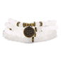 108 Mala Beads Bracelet with om Charm – Healing Stone Meditation Bracelet for Yoga & Prayer, 6mm Beads, Handmade, Gold-Plated OM Charm - style: White Jade