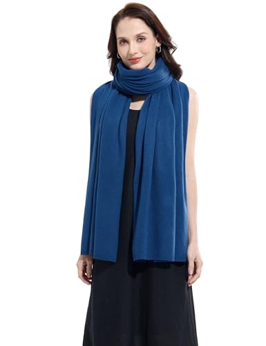 Soft Cashmere Blend Wrap Chic Scarf Stole for Women Wayfarer Travel Extra Large 87"x28" - color: Imperial Blue