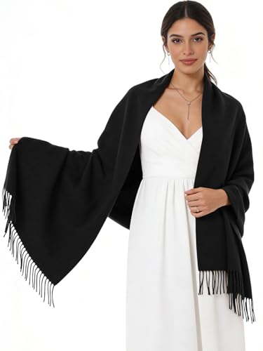 Sumolux Scarf for Women Pashmina Shawls Wraps for Evening Dresses Wedding Bridesmaid Gifts Winter Warm Soft Scarves - color: Black