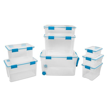 Sterilite 4-Pack Gasket Box, Home Storage Organizer Bins with Lids, 37 Quart – Stackable Clear Plastic Containers for Bedroom, Bathroom, Garage, Basement, or Attic - size: 37 Quart, style: 4 Pack