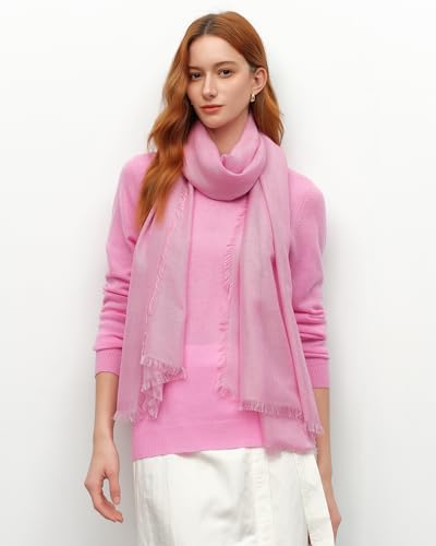 KVSS Women's Fine Knit Shawl, 55% Cashmere 45% Mulberry Silk, X Gauge 120/2NM Yarn Lightweight Spring Summer Wrap Scarf - color: Putty