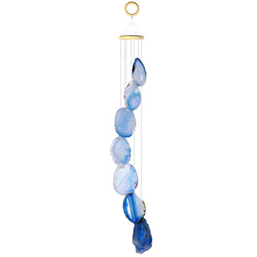 rockcloud Agate Slices Geode Wind Chime Home Garden Decoration Figurine, 28-33 inches - color: Dark Blue