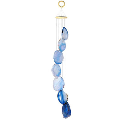 rockcloud Agate Slices Geode Wind Chime Home Garden Decoration Figurine, 28-33 inches - color: Dark Blue
