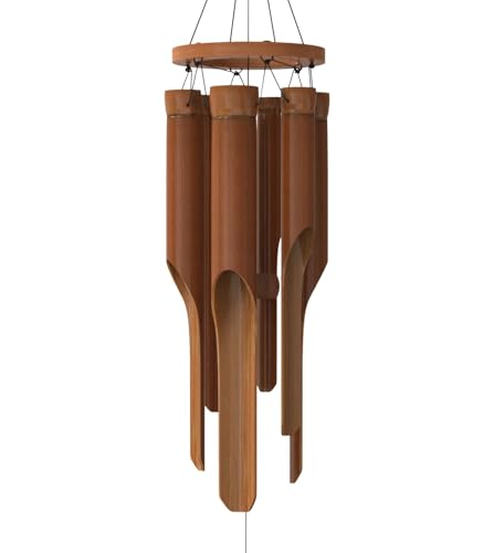Classic Bamboo Wind Chimes - Outside Outdoor Wood Wooden Windchimes, Small, Handcrafted with Calming Deep Tones, Ideal Home Decor or Gift for Any Occasion - size: Small 35"
