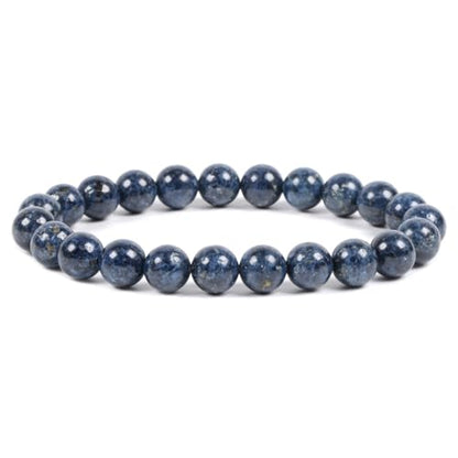 Justinstones Gem Semi Precious Gemstone 8mm Round Beads Stretch Bracelet 7 Inch Unisex - color: Blue Scorzalite Spinel