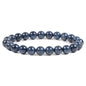 Justinstones Gem Semi Precious Gemstone 8mm Round Beads Stretch Bracelet 7 Inch Unisex - color: Blue Scorzalite Spinel
