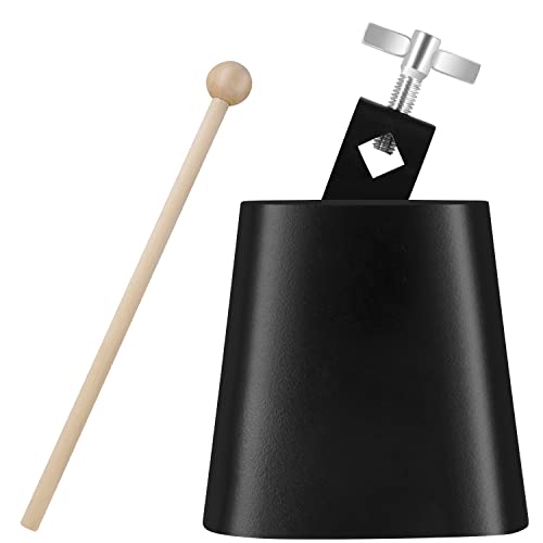 Eastrock 4 inch Metal Steel Cow Bells Noise Makers Hand Percussion Cowbell with Stick for Drum Set - size: 4''