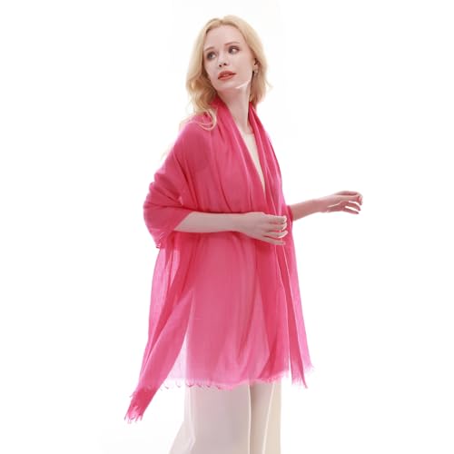 RIIQIICHY Scarf for Women Lightweight Solid Color Long Fashion Gauze Scarves Shawl Wrap - color: Rose