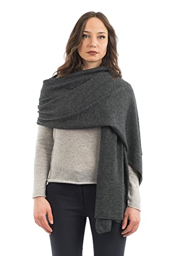 Dalle Piane Cashmere Womens Wool Cashmere Blend Stole Soft Italian Shawl Wrap for Wedding Evening Gift Made in Italy - color: Anthracite