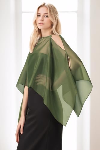 Coucoland Shawl Wraps for Women Sheer Chiffon Shawl Elegant Soft Wraps for Evening Dress Wedding Party - color: Green