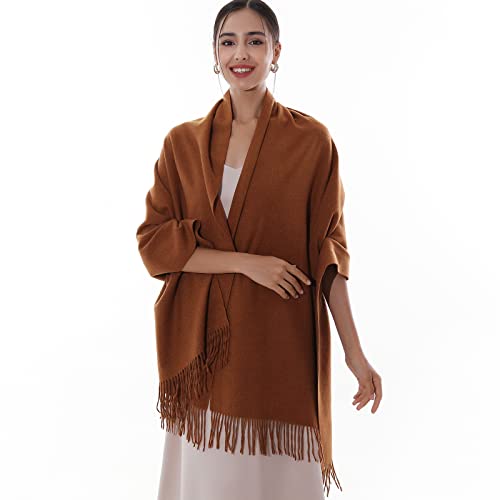 RIIQIICHY Winter Scarfs for Women Pashmina Shawls Wraps for Evening Dresses Large Warm Soft Scarves - color: Caramel