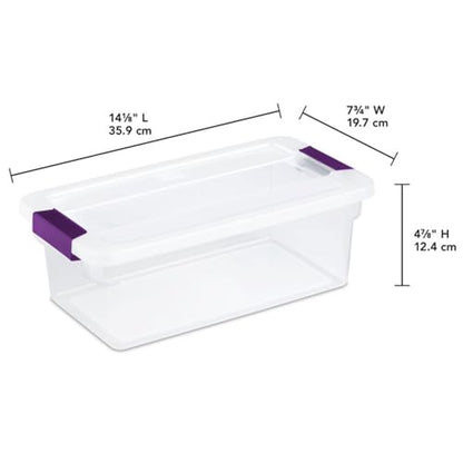 Sterilite 6 Qt ClearView Latch Storage Box Stackable Bin with Latching Lid, Plastic Container to Organize Shoes in Closet, Clear (24 Pack) - size: 24 Pack, style: 6 Quart
