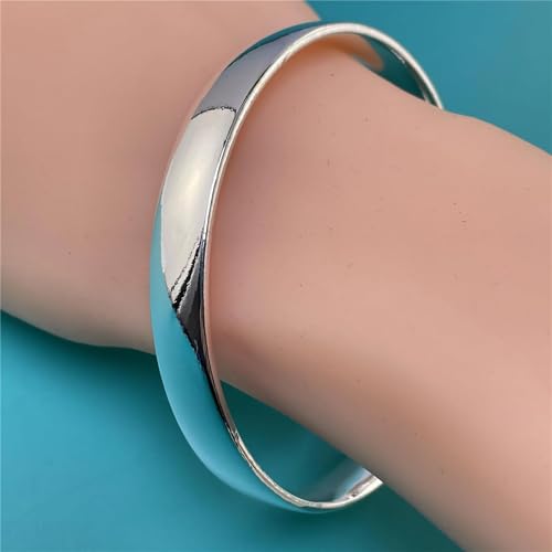 Handmade 925 Sterling Silver Bangle Bracelet Simple Silver/Gold Adjustable Cuff Bangles Durable Stainless Steel bracelet for Men &Women Daily Jewelry Gift for Anniversary Birthday Gift - color: silver 008