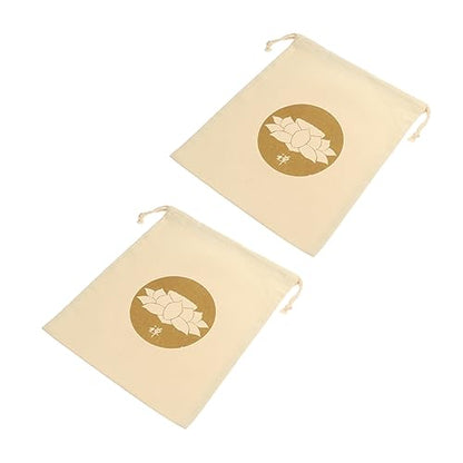 FRCOLOR 2Pcs Buddha Sound Bowl Drawstring Bag Cotton Linen Pouch for Meditation and Yoga Zen Style Adjustable Storage Bag for Singing Bowls