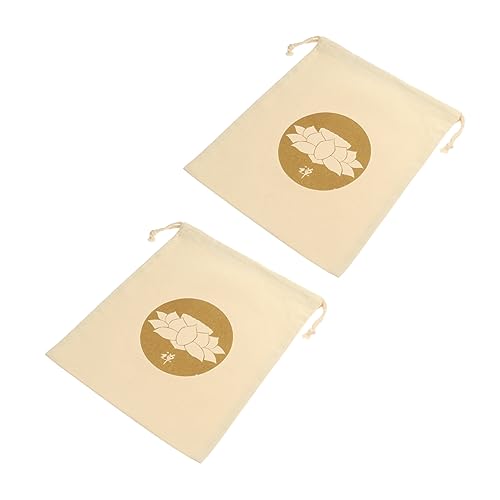 FRCOLOR 2Pcs Buddha Sound Bowl Drawstring Bag Cotton Linen Pouch for Meditation and Yoga Zen Style Adjustable Storage Bag for Singing Bowls