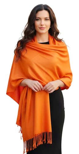 Pashmina Shawls Wraps for Women. Dress Cover Up Formal. Cashmere Feel Wrap for Evening Dress. - color: B.orange