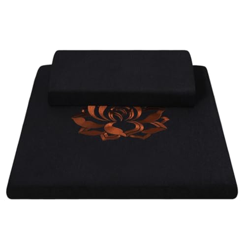 Square Meditation Cushion Mat Set with Washable Velvet Cover, Larger Thick Yoga Mat Bolster Floor Pillows Seating for Adults Upgraded Meditation Accessories black-70 * 5cm - color: Black, size: 70*5cm