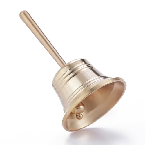 Small Solid Brass Hand Call Bell for Seniors, Bedside,Teacher and Bedridden, Wedding Bell, Dinner Bell, Tibetan Bell, Meditation Bell Classroom Bell (Medium) - size: Medium