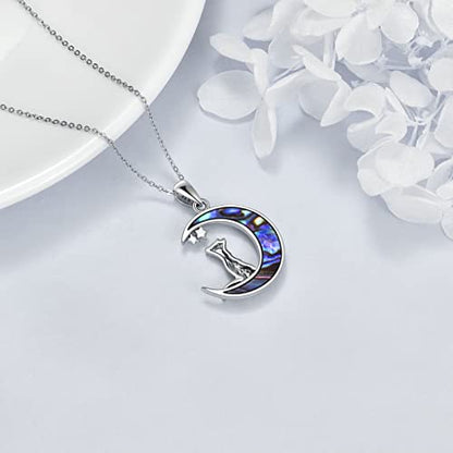 Sterling Silver Cute Animal Pendant Necklace Fox/Snake/Unicorn/Owl on Moon/Rabbit/Horse Necklace Jewelry for Women Mom Sister - style: Fox on Moon