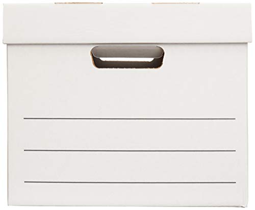 Amazon Basics Medium Duty Storage/Filing Boxes with Lid and Handles, Legal/Letter Size, Collapsible, Foldable, Tape-Free Assembly, 16.2" L x 12.5" W x 10.5" H, White, 12-Pack - style: Medium Duty 12-pack