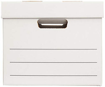 Amazon Basics Medium Duty Storage/Filing Boxes with Lid and Handles, Legal/Letter Size, Collapsible, Foldable, Tape-Free Assembly, 16.2" L x 12.5" W x 10.5" H, White, 12-Pack - style: Medium Duty 12-pack