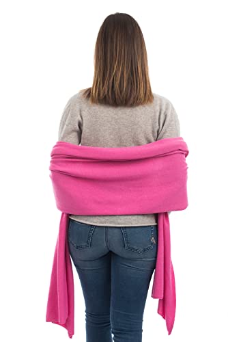 Dalle Piane Cashmere Womens Wool Cashmere Blend Stole Soft Italian Shawl Wrap for Wedding Evening Gift Made in Italy - color: Fuchsia