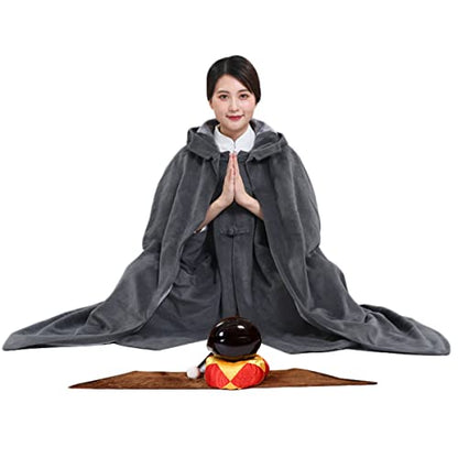 Meditation Hooded Cloak Buddhist ed Monk Outfit Winter Meditation Clothing Robe Unisex - color: F, size: Large