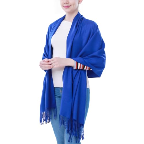 Pashmina Scarf and Shawl - Soft Women Pashminas Wrap for Wedding Evening Party dresses - color: K#. Blue
