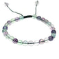 Angelstones Handmade Gemstone 6mm Round Beads Adjustable Braided Macrame Tassels Chakra Reiki Bracelets 7-9 inch Unisex - color: AAA Grade Rainbow Fluorite