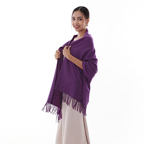 RIIQIICHY Winter Scarfs for Women Pashmina Shawls Wraps for Evening Dresses Large Warm Soft Scarves - color: Purple-1