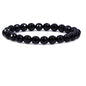 Keleny Gem Semi Precious Gemstones 8mm Natural Stone Round Beads Crystal Stretch Bracelets 7 Inch Unisex - color: 8mm Faceted Black Agate