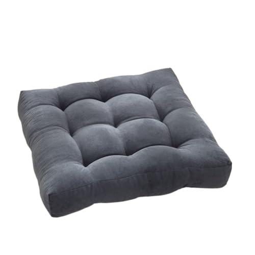 Thick Floor Seating, Floor Square Tufted Meditation Cushion Cotton Linen Multicolor Multiple Sizes for Adults(Dark Grey,45x45cm) - color: Dark Grey, size: 45x45cm