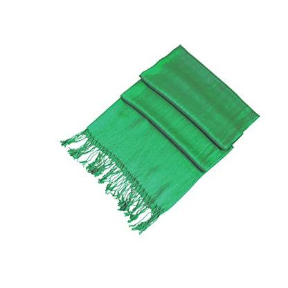 Sakkas Large Soft Silky Pashmina Shawl Wrap Scarf in Solid Colors - color: Bright Green