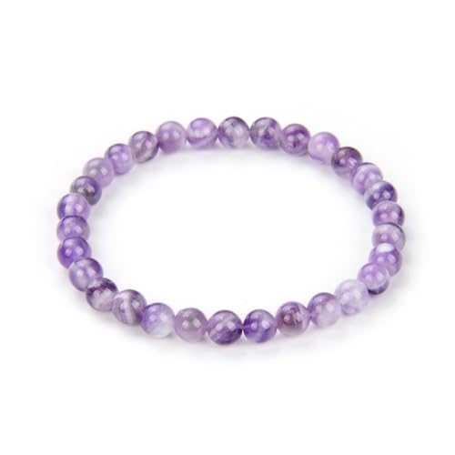 Adabele 1pc Natural Stretch Gemstone Bracelet 6mm (0.24 Inch) Bead 7" 7.5" 8 inch Healing Crystal Quartz Energy Chakra Jewelry Women Birthday Gift - color: Amethyst, size: 7 inch