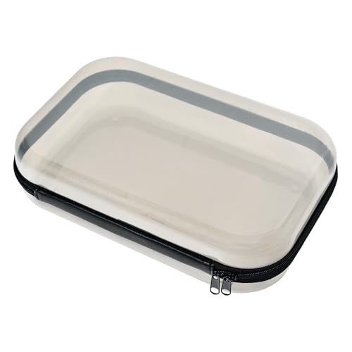 Clear Hard Shell Travel Case with Zipper, Portable Plastic Organizing Pouch, Black Trim, Transparent Storage Container (Grey) - color: Grey