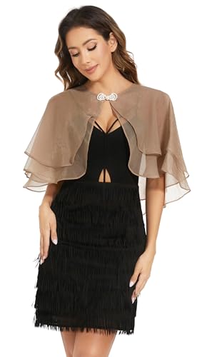 Women's Sheer Tencel Shawls and Wraps for Evening Dresses Soft Wedding Cape Lightweight Bridesmaid Scarves Cover Up - color: Deep Camel
