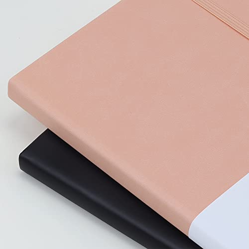 Notebook Journal, Lined Leather Hard Cover,100Gsm Thick Paper with Inner Pocket for Writing Note Taking Office School,5"×8.25"(Pink)