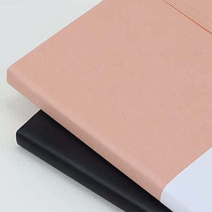 Notebook Journal, Lined Leather Hard Cover,100Gsm Thick Paper with Inner Pocket for Writing Note Taking Office School,5"×8.25"(Pink)