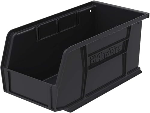 Akro-Mils 30230 AkroBins Plastic Storage Bins, Space-Saving Stackable Bins for Garage, Pantry, Craft Organization, 11" x 5" x 5", Black, 12-Pack - color: Black