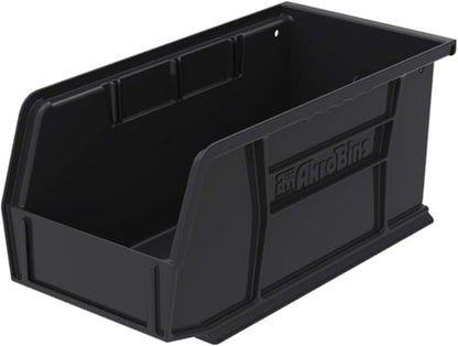 Akro-Mils 30230 AkroBins Plastic Storage Bins, Space-Saving Stackable Bins for Garage, Pantry, Craft Organization, 11" x 5" x 5", Black, 12-Pack - color: Black