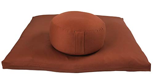 Round Zafu and Zabuton Meditation Cushion Set (2pc) - color: Clay