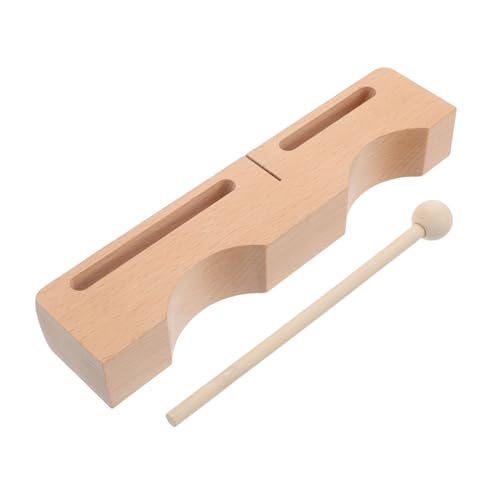 BESPORTBLE Wooden Rhythm Block with Mallet Dual Bass Tone Percussion Instrument for Adults Light Yellow Hardwood Design for Music Education and Performances