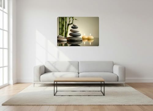 Zen Stone Stacking with Bamboo and Candles Calming Decor for Your Home Poster Art Canvas Printing Living Room Office Bedroom Aesthetic Poster (Unframe-style, 16x24inch(40x60cm))