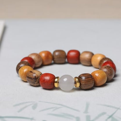 Zen Dear Unisex Natural Colorful Wood Buddhist Prayer Beads Bracelet Necklace Tibetan Mala Prayer Beads - style: 11mmx12mmx17beads