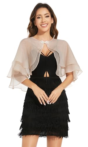 Women's Sheer Tencel Shawls and Wraps for Evening Dresses Soft Wedding Cape Lightweight Bridesmaid Scarves Cover Up - color: Champagne
